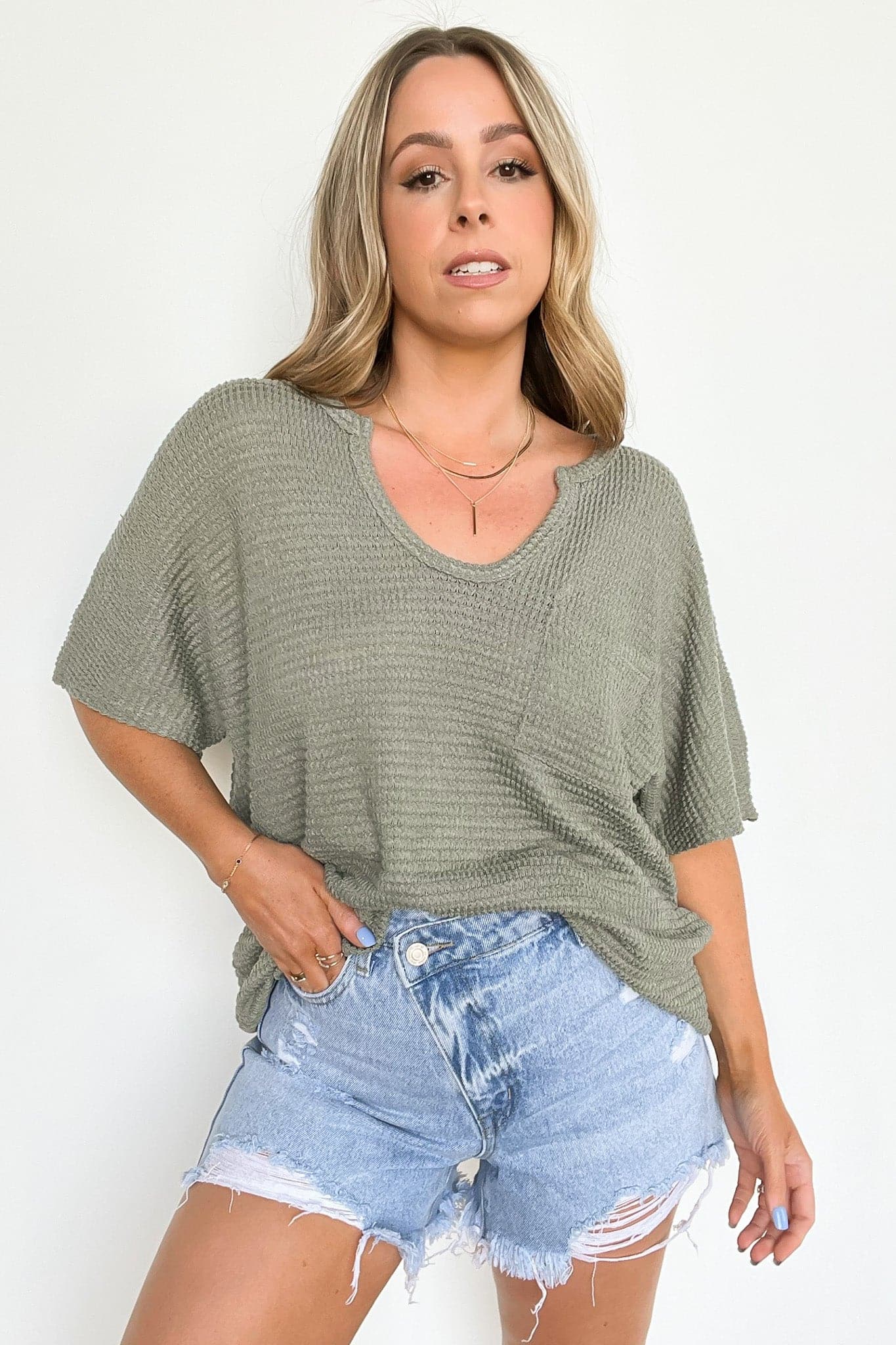 Varnie Knit U-Neck Pocket Top - FINAL SALE - Madison and Mallory