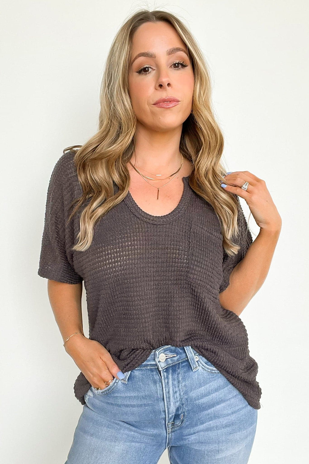 Varnie Knit U-Neck Pocket Top - FINAL SALE - Madison and Mallory
