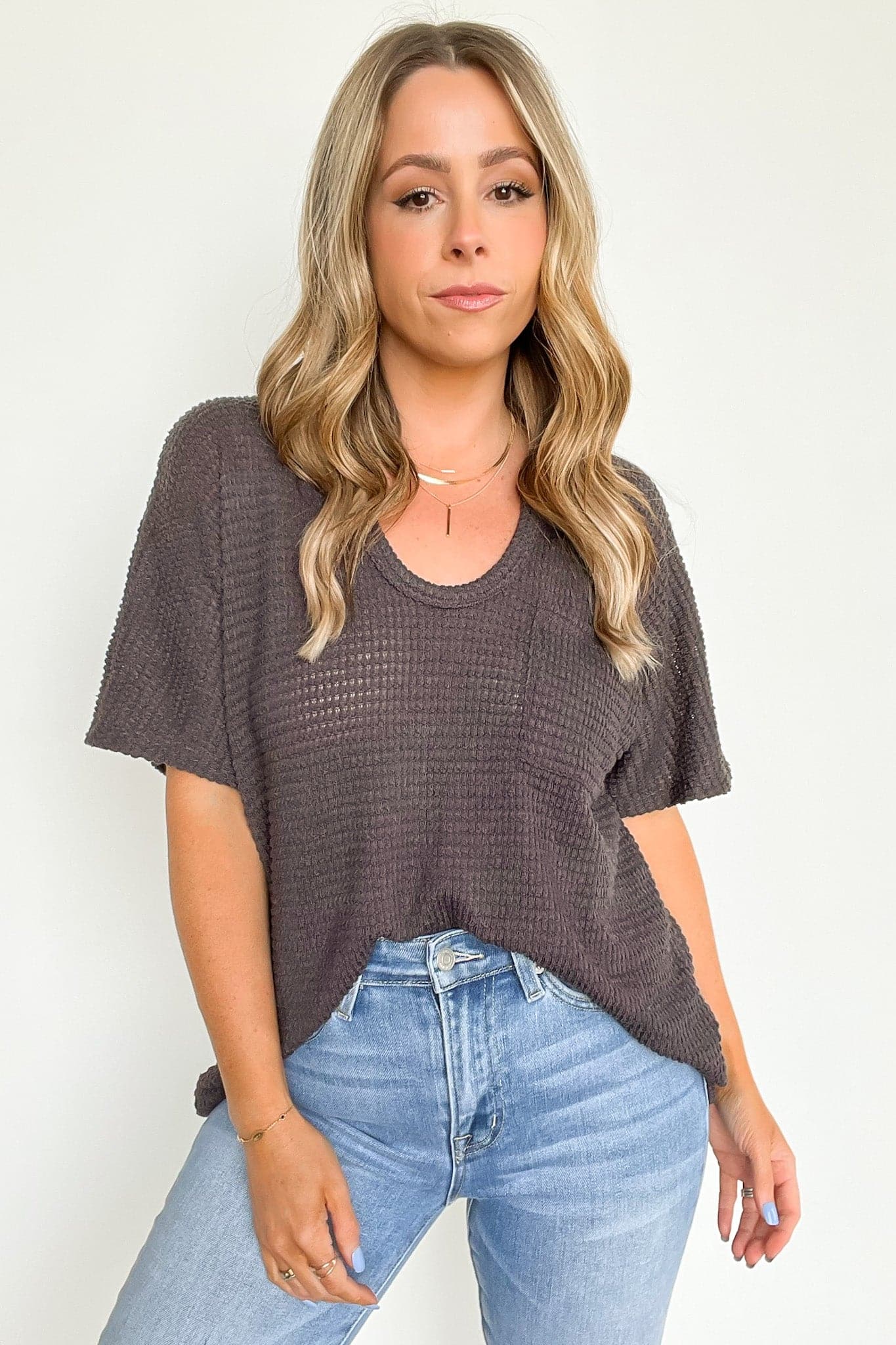 Varnie Knit U-Neck Pocket Top - FINAL SALE - Madison and Mallory