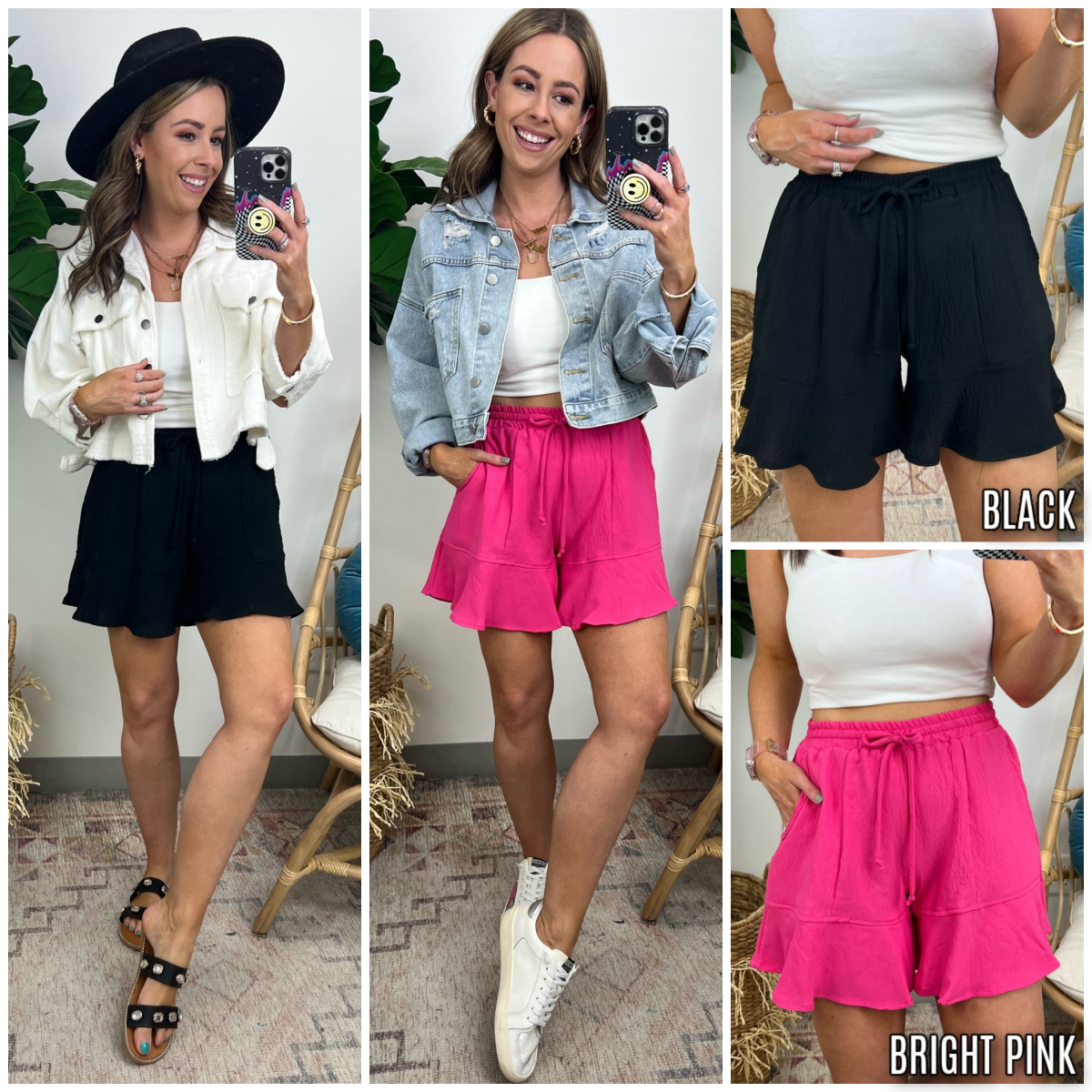 Varonna Flounce Hem Drawstring Shorts - FINAL SALE - Madison and Mallory