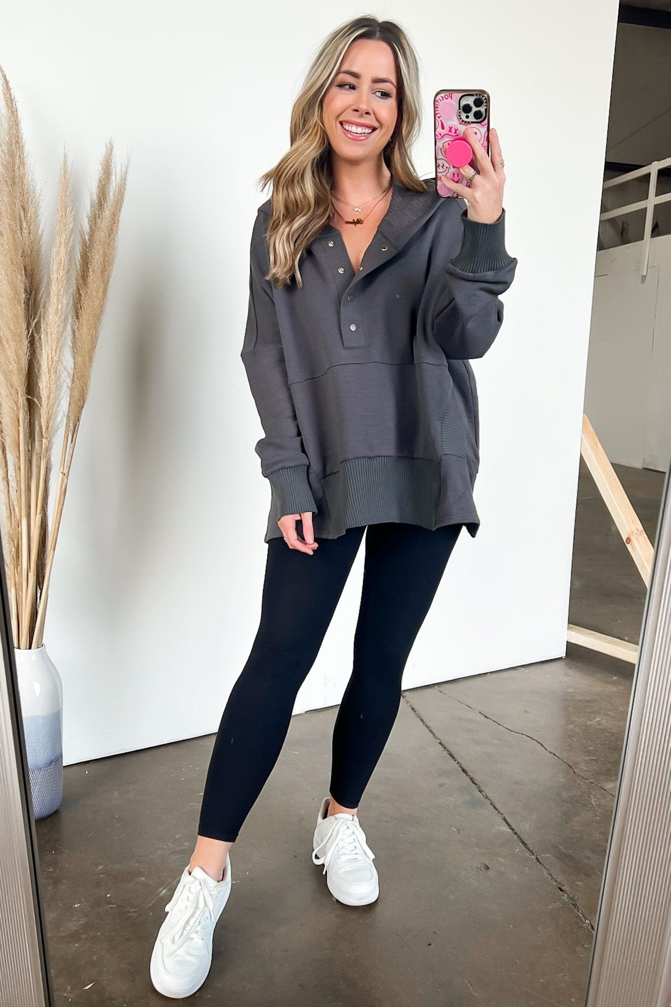  Vivie Oversized Terry Henley Pullover - BACK IN STOCK - Madison and Mallory