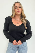  Viviette Braid Knit V-Neck Sweater - FINAL SALE - Madison and Mallory