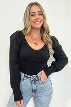  Viviette Braid Knit V-Neck Sweater - FINAL SALE - Madison and Mallory