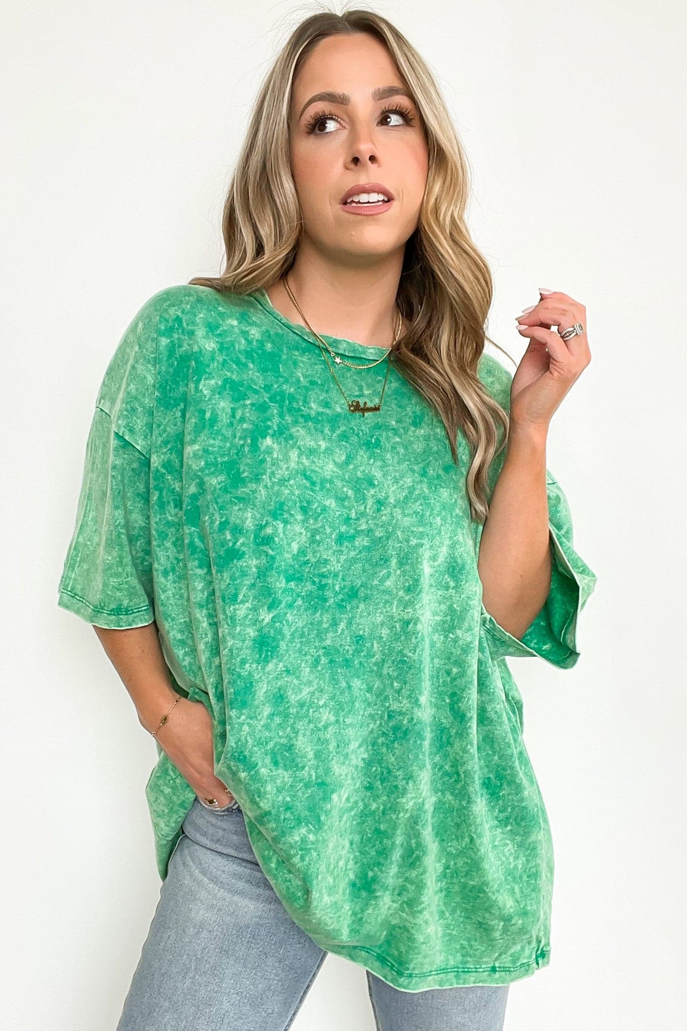 Kelly Green / SM Weekend Awaits Mineral Wash Oversized Top - BACK IN STOCK - Madison and Mallory