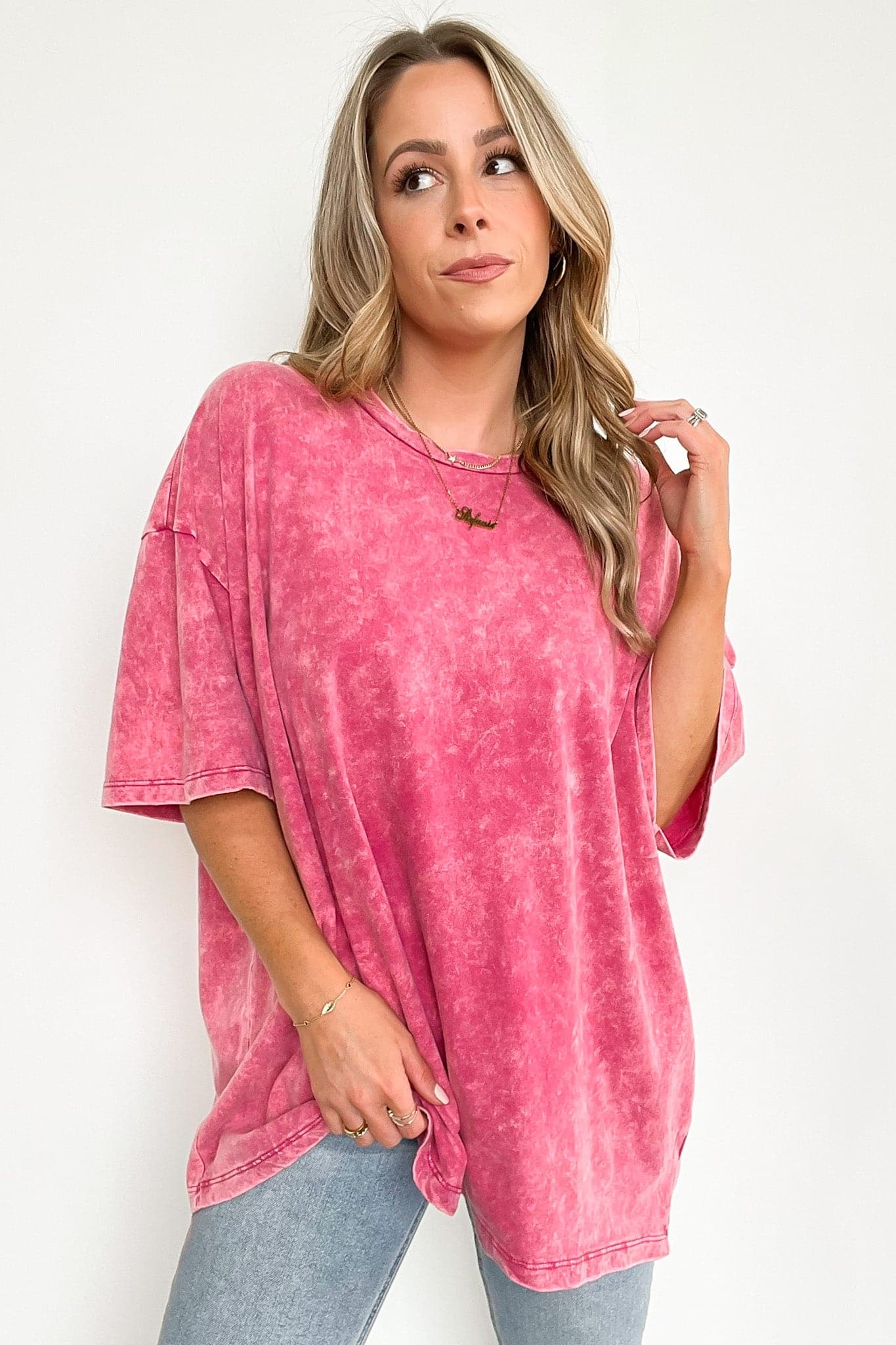 Ash Pink / SM Weekend Awaits Mineral Wash Oversized Top - BACK IN STOCK - Madison and Mallory