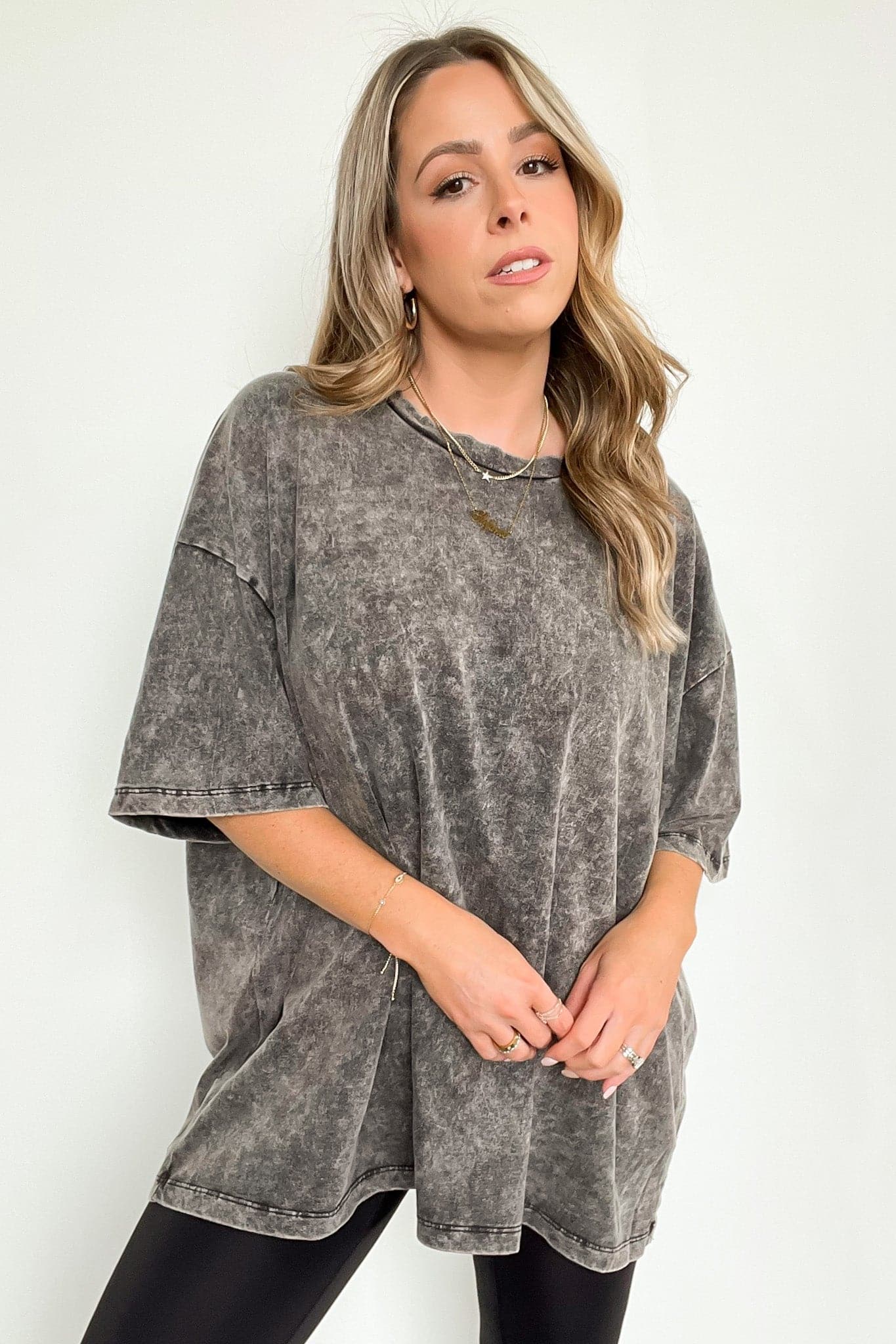 Ash Black / SM Weekend Awaits Mineral Wash Oversized Top - BACK IN STOCK - Madison and Mallory