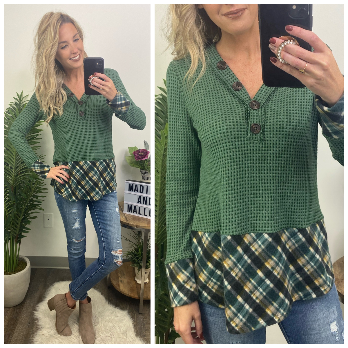 Westminster Plaid Contrast Top - FINAL SALE - Madison and Mallory