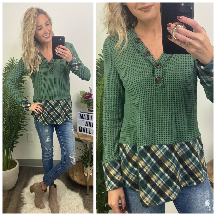 Westminster Plaid Contrast Top - FINAL SALE - Madison and Mallory
