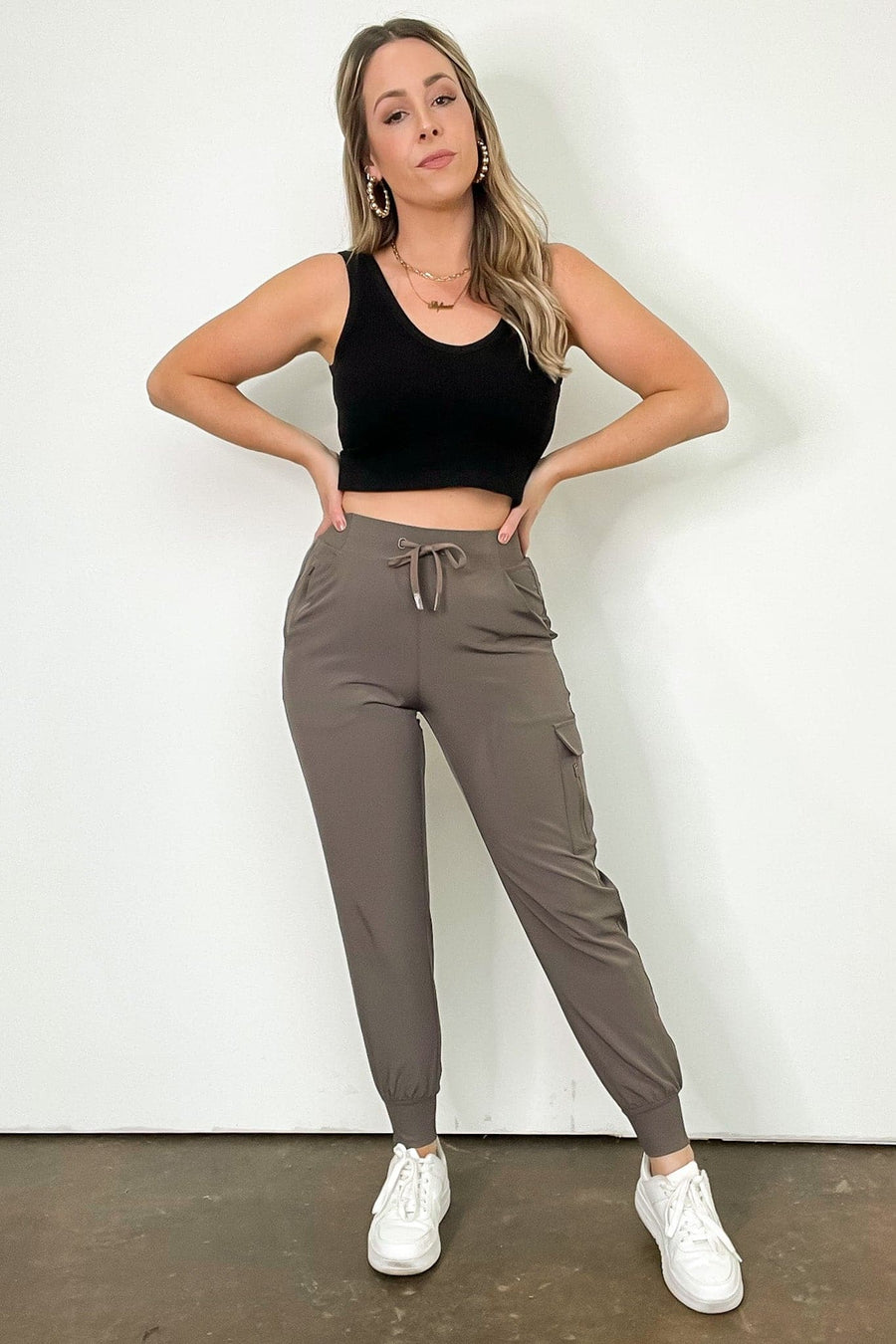 Cocoa / S Whynn Drawstring Cargo Joggers - FINAL SALE - Madison and Mallory