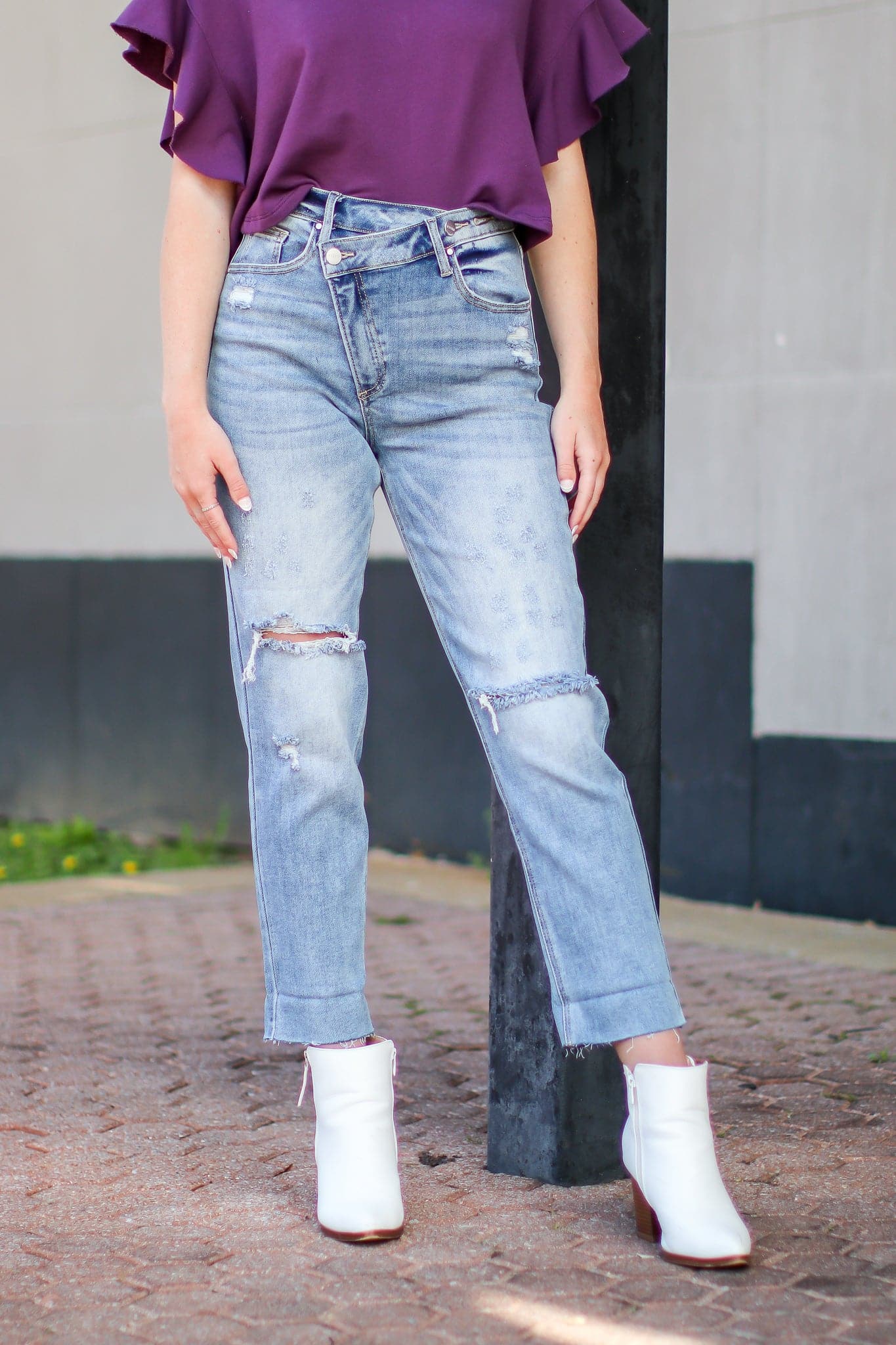 1 / Medium Zeena Boyfriend Crossover Jeans - FINAL SALE - Madison and Mallory