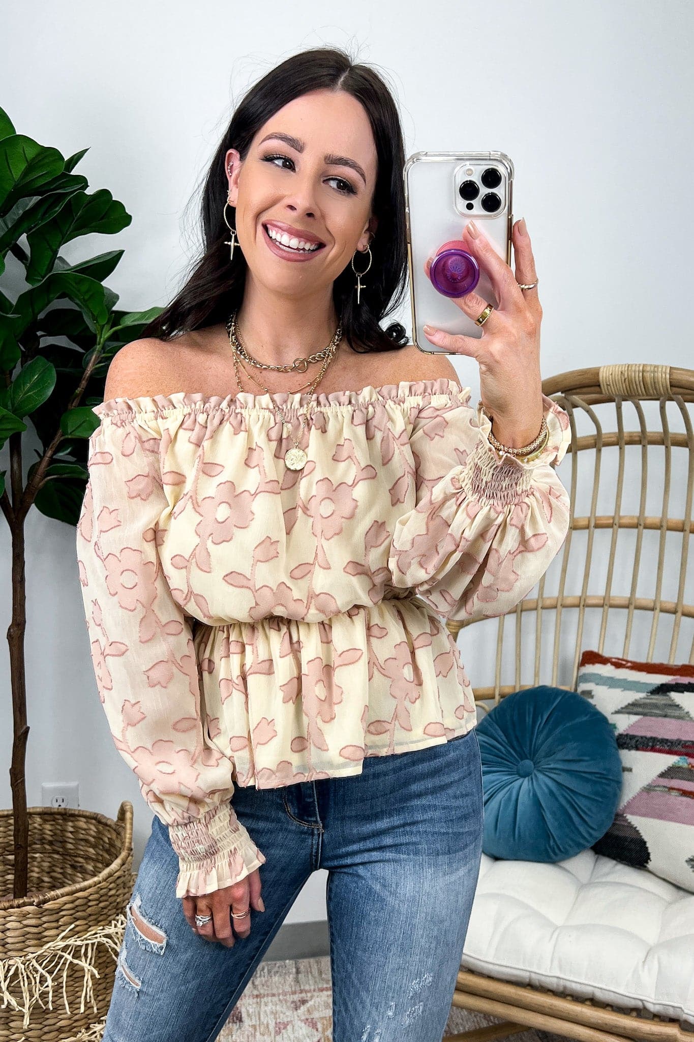  Belisa Jacquard Ruffled Peplum Top - FINAL SALE - Madison and Mallory