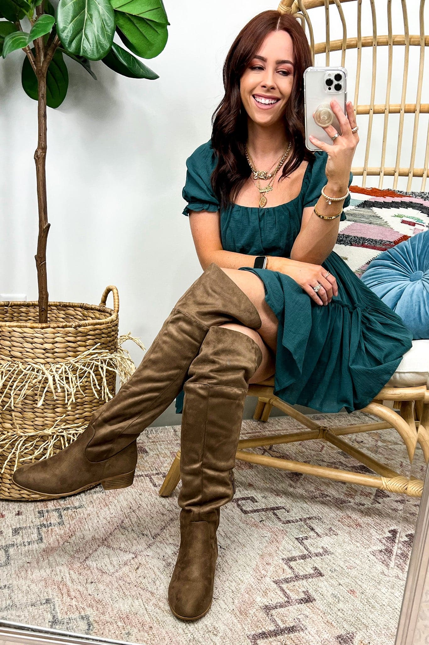 Taupe / 5.5 Broad Street Faux Suede Over the Knee Boots - FINAL SALE - Madison and Mallory