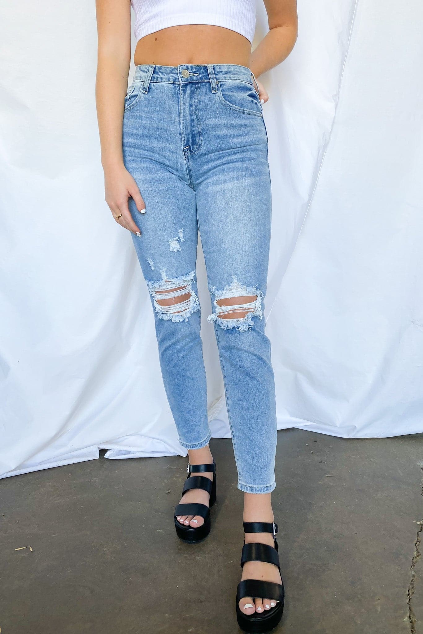  Byers Distressed Mom Jeans - Madison and Mallory