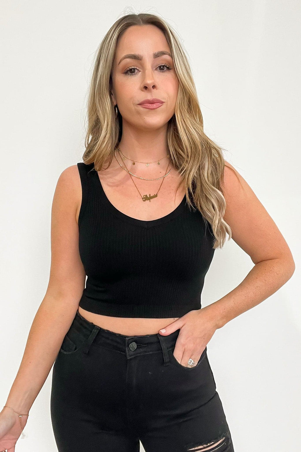 Deema Ribbed Seamless Cropped Tank Bra Top - FINAL SALE - Madison and Mallory