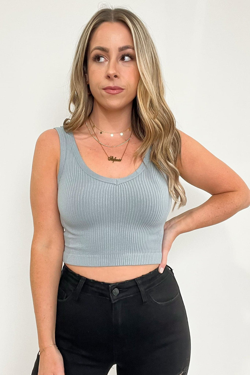  Deema Ribbed Seamless Cropped Tank Bra Top - BACK IN STOCK - Madison and Mallory
