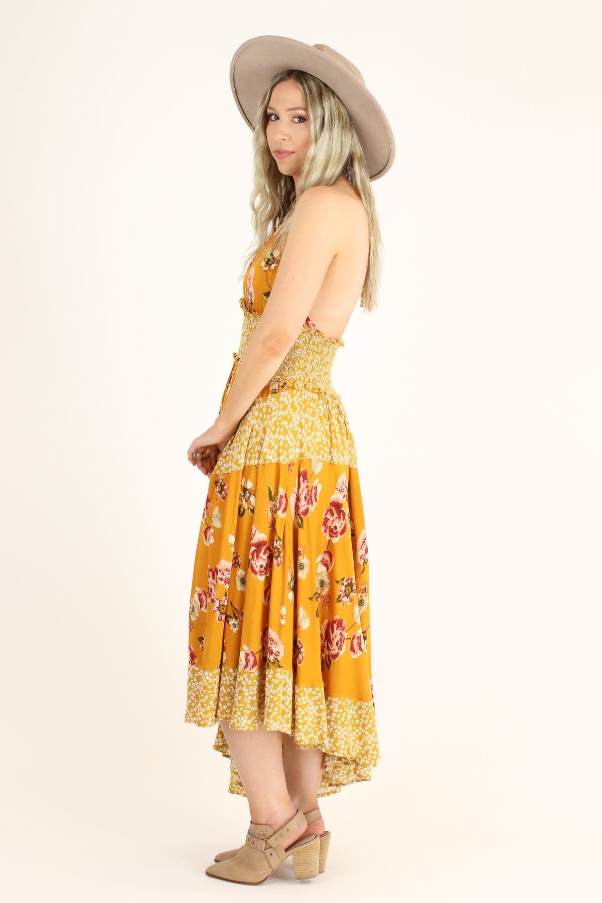  Naya Asymmetric Floral Halter Dress - FINAL SALE - Madison and Mallory