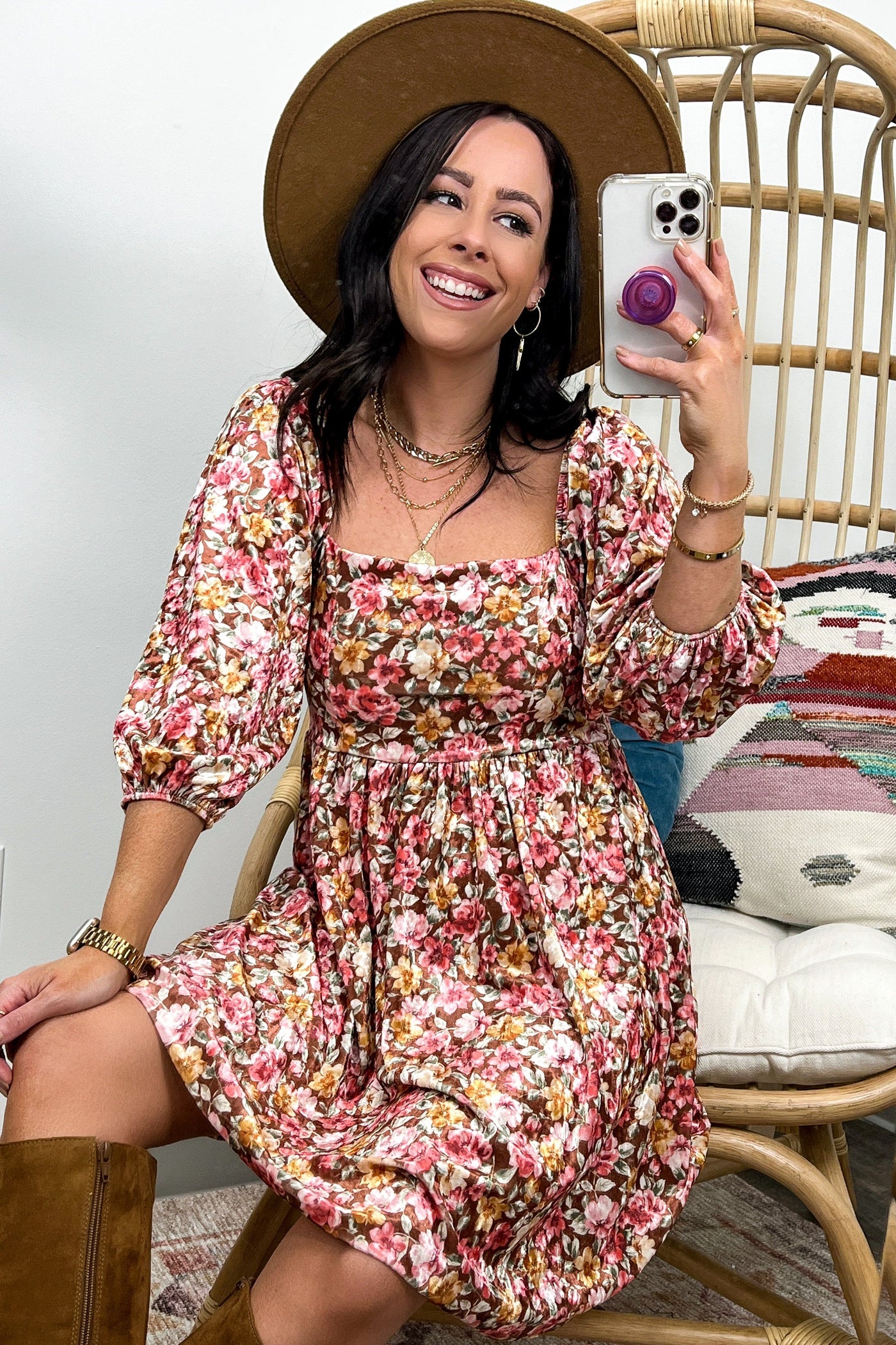  Calm and Confident Velvet Floral Dress - FINAL SALE - Madison and Mallory