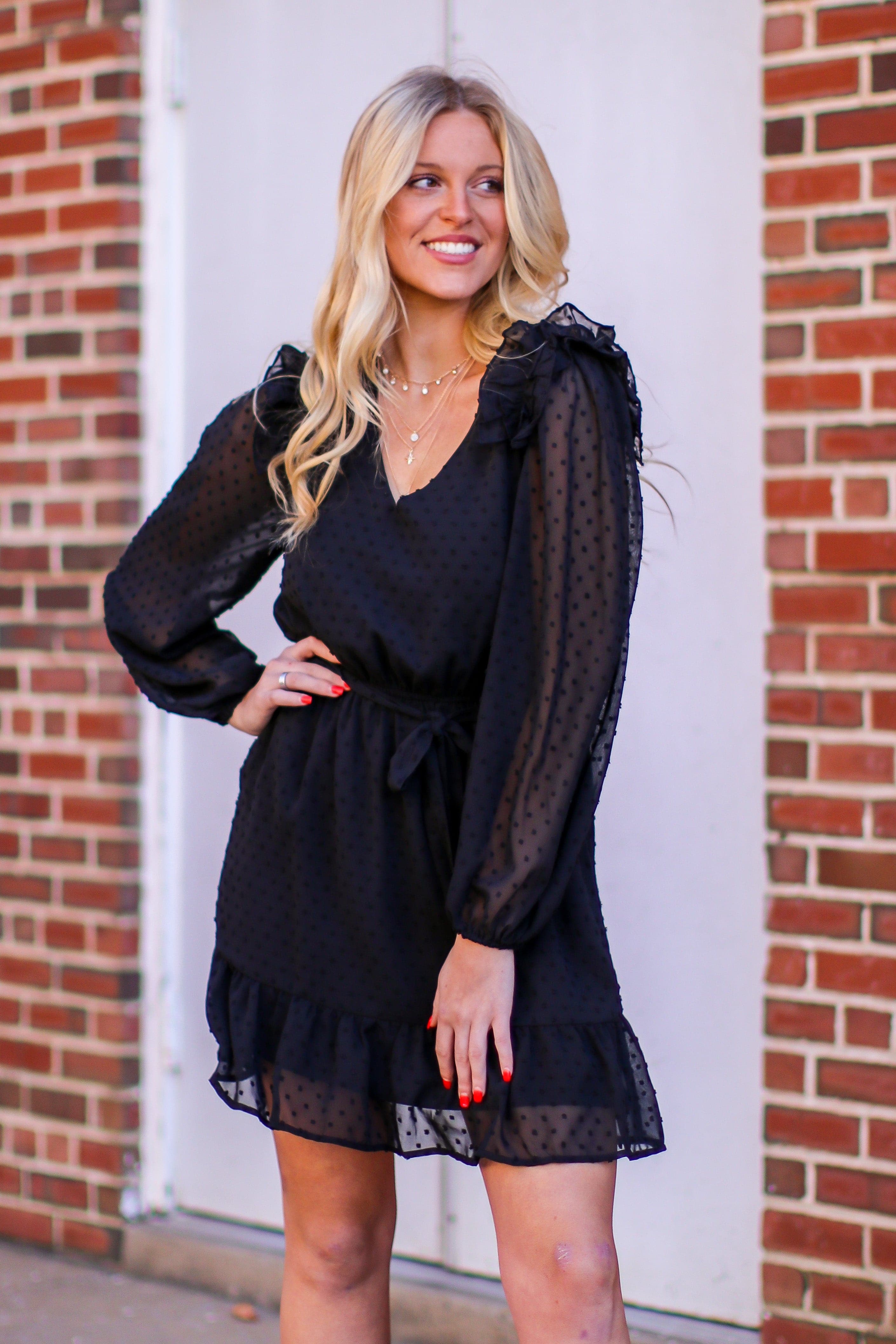 Always Stunning Swiss Dot Ruffle Dress