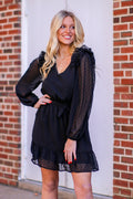 Black / S Always Stunning Swiss Dot Ruffle Dress - FINAL SALE - Madison and Mallory