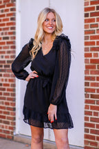Black / S Always Stunning Swiss Dot Ruffle Dress - FINAL SALE - Madison and Mallory