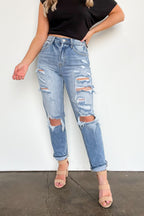  Altomare High Rise Distressed Girlfriend Jeans - FINAL SALE - Madison and Mallory