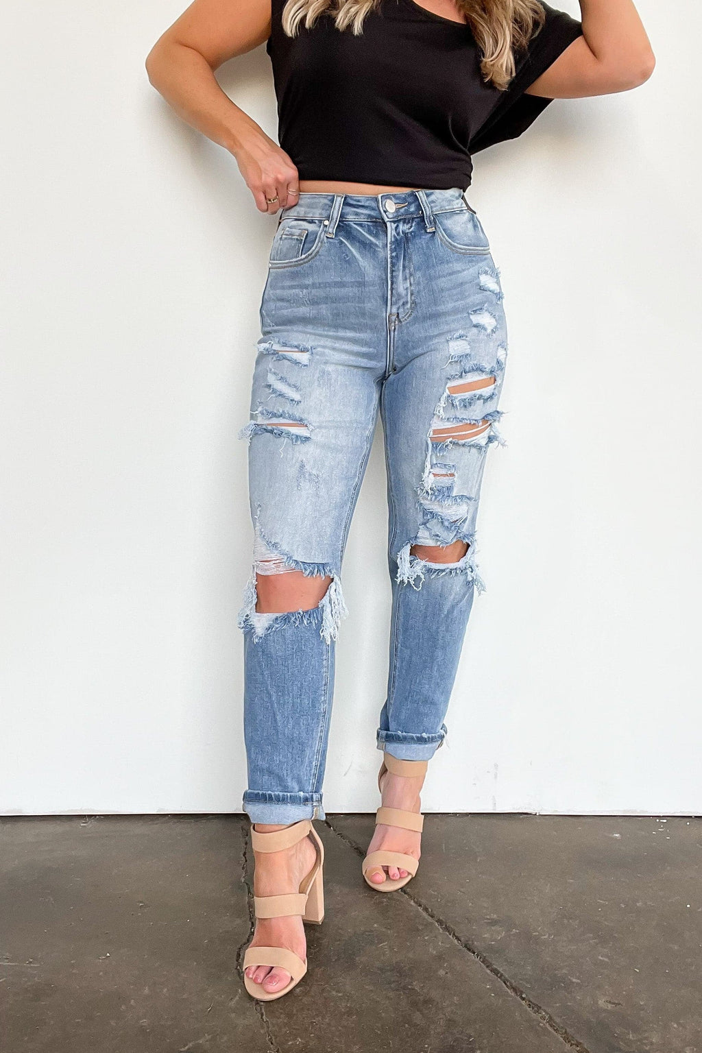  Altomare High Rise Distressed Girlfriend Jeans - FINAL SALE - Madison and Mallory
