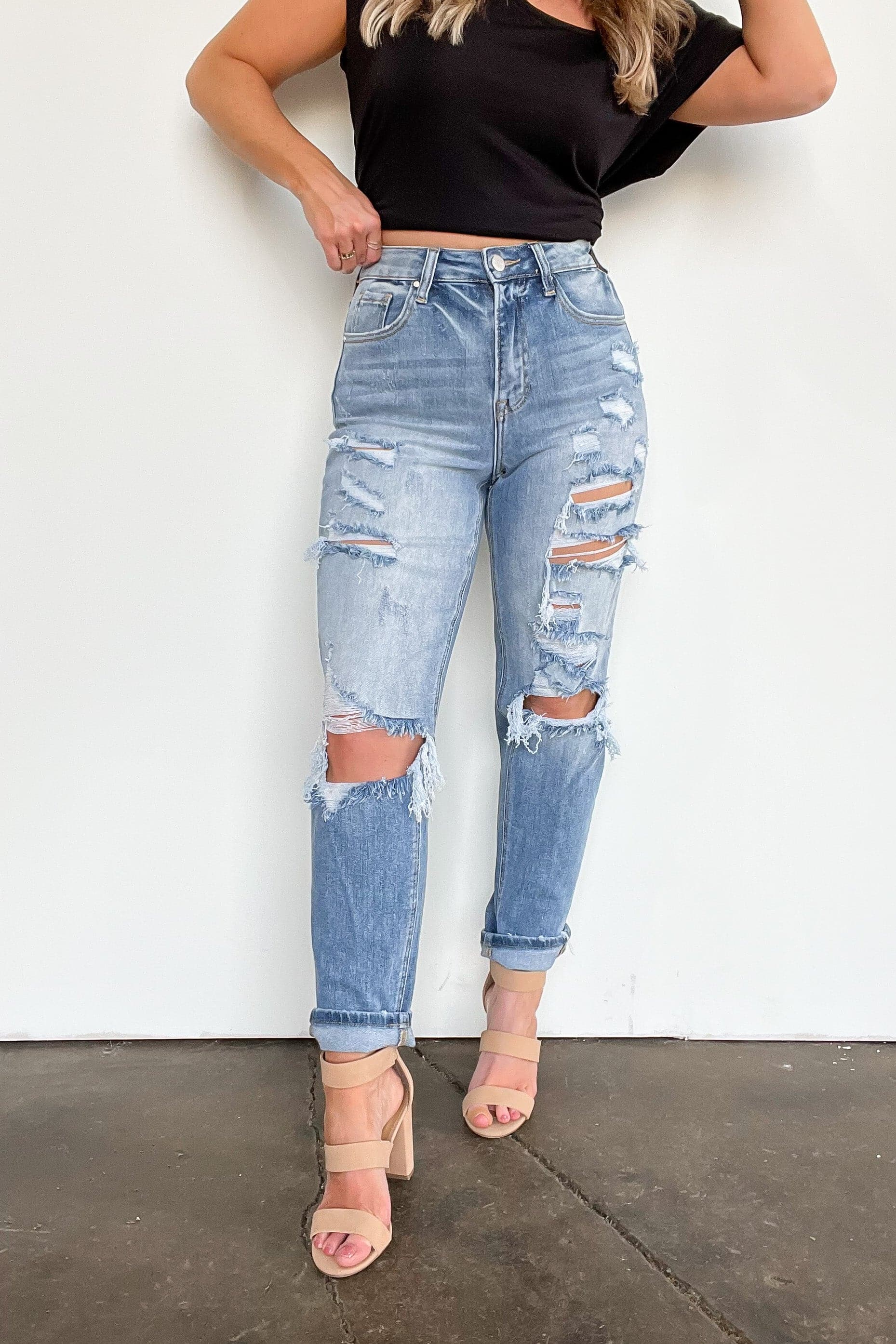  Altomare High Rise Distressed Girlfriend Jeans - FINAL SALE - Madison and Mallory