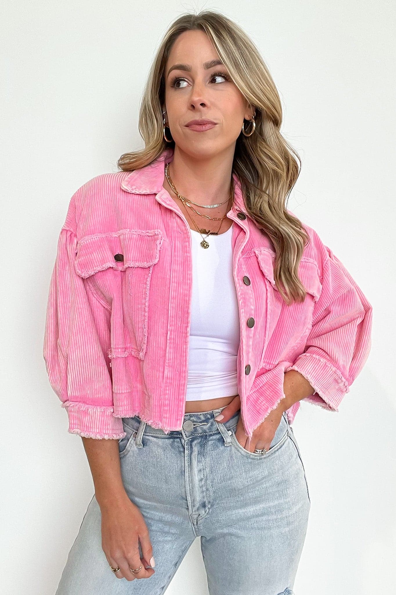  Simple Melody Cropped Frayed Jacket - FINAL SALE - Madison and Mallory